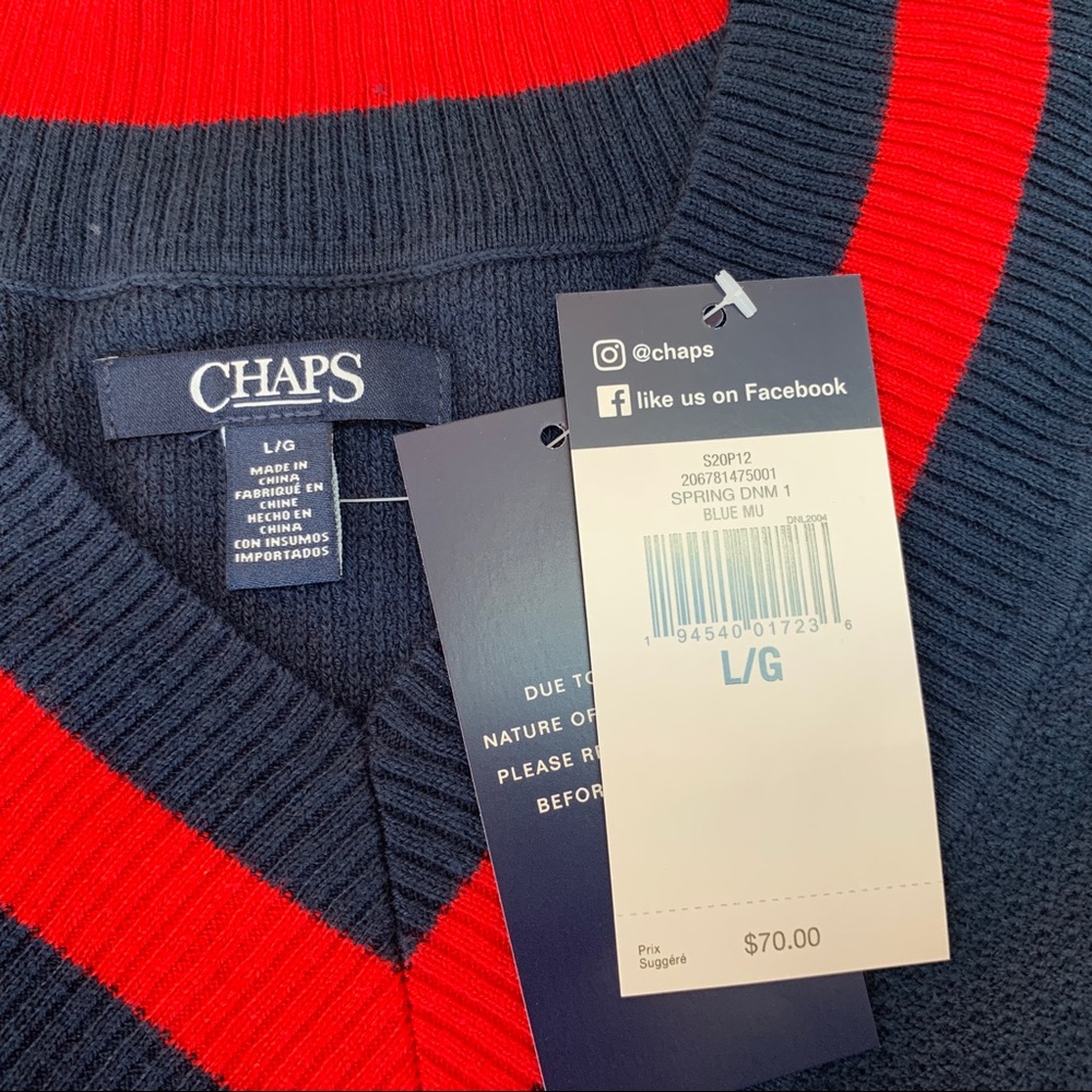 🆕Size L-CHAPS Womens Sweater Pullover V Neck